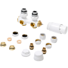 Kit universel raccordement radiateur blanc 50 mm avec vanne thermostatique et raccords Fluidheat