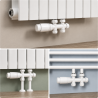 Kit universel raccordement radiateur blanc 50 mm avec vanne thermostatique et raccords Fluidheat