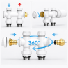 Kit universel raccordement radiateur blanc 50 mm avec vanne thermostatique et raccords Fluidheat