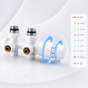 Kit universel raccordement radiateur blanc 50 mm avec vanne thermostatique et raccords Fluidheat