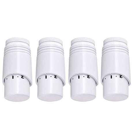 Lot de 4 têtes thermostatiques design blanches M30x1,5 Fluidheat