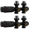 Kit universel raccordement radiateur Anthracite 50 mm avec vanne thermostatique et raccords Fluidheat