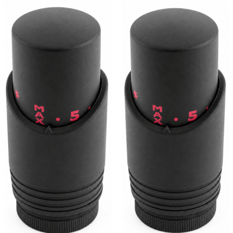 Lot de 2 têtes thermostatiques design noires M30x1,5 Fluidheat