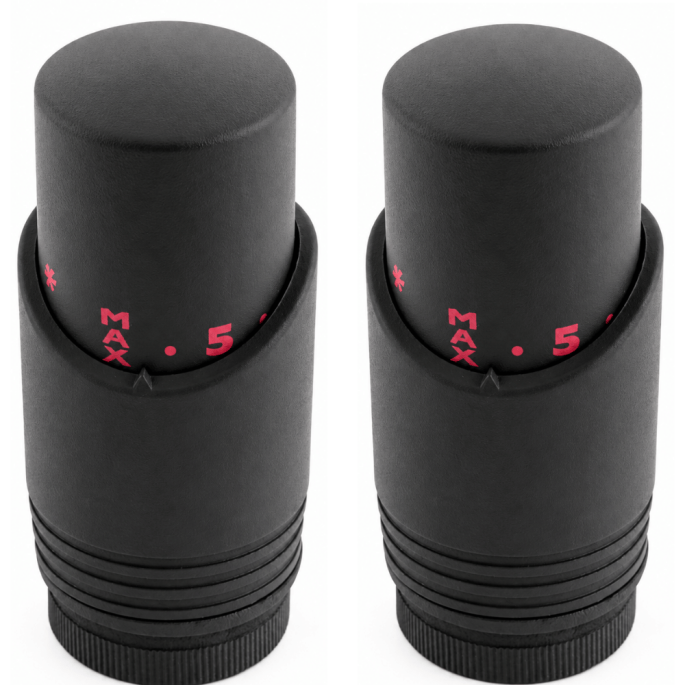 Lot de 2 têtes thermostatiques design noires M30x1,5 Fluidheat