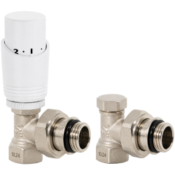 Kit départ / coude retour 1/2" équerre avec tête thermostatique blanche M30x1.5 Fluidheat