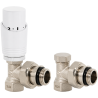 Kit départ et coude retour avec tête thermostatique design blanche M30x1.5 Fluidheat