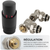 Kit départ et coude retour avec tête thermostatique design noire M30x1.5 Fluidheat