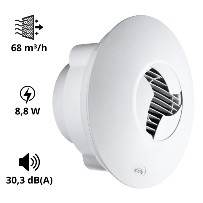 Extracteur d'air Icon 15 hygrostat 70 m3/H Panol