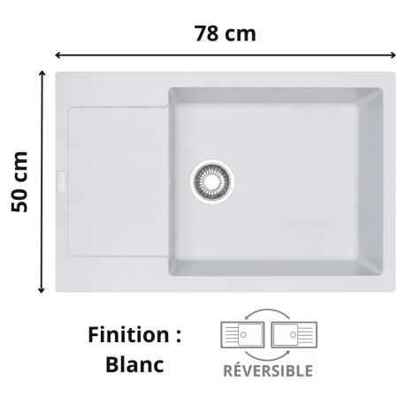 Évier 1 cuve + égouttoir 80 cm Maris MRG 611-XLC Franke