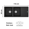 Évier 2 bacs + égouttoir 120 cm Basis BFG 621 FRANKE