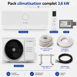 Pack climatisation monosplit Climate 3000I RAC Bosch 3,6 kW + kit installation