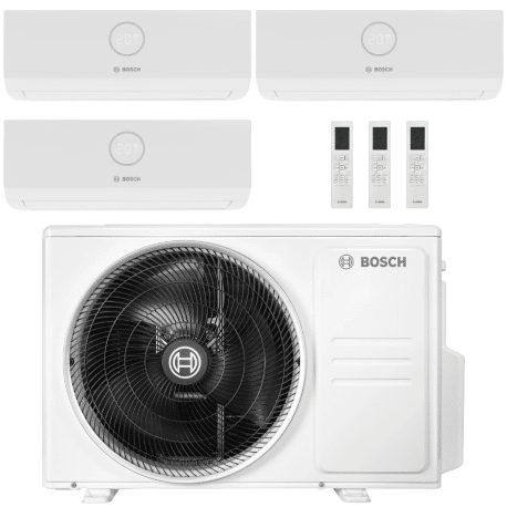Climatisation 5000 réversible Tri-split BOSCH - 1 Unité Extérieure + 3 Unités Intérieures de 2.6 kW