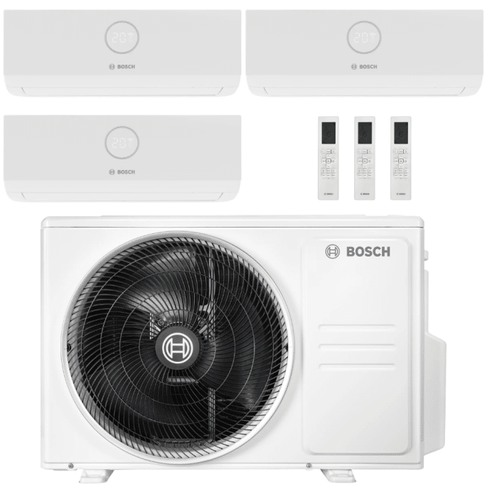 Climatisation 5000 réversible Tri-split BOSCH - 1 Unité Extérieure + 3 Unités Intérieures de 2.6 kW