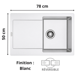Évier 1 bac + égouttoir 80 cm Maris 611-78 Franke