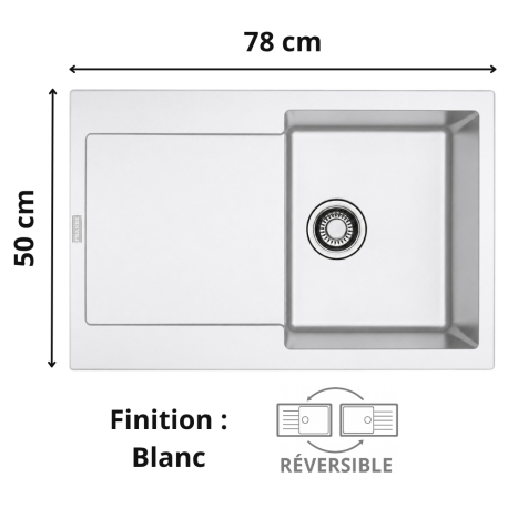 Évier 1 bac + égouttoir 80 cm Maris 611-78 Franke
