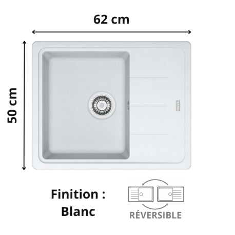 Évier 1 bac + égouttoir 60 cm Basis BFG 611-62 Franke