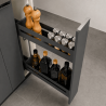 Pack cuisine parallèle – meubles bas et hauts+ Plan de travail + Crédence + Accessoires - Gris anthracite & Bois