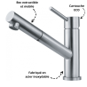 Mitigeur évier ORBIT avec bec extensible FRANKE