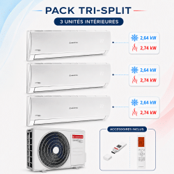 Climatisation Tri-split 1 unité extérieure TRIAL 80 + 3 unités intérieures Alys Net 25 Ariston