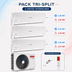 Climatisation Tri-split 1 unité extérieure TRIAL 80 + 1 unité intérieures Alys Net 25 + 2 unités intérieures Alys Net 35 Ariston