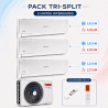 Climatisation Tri-split 1 unité extérieure TRIAL 80 + 3 unités intérieures Alys Net 25 Ariston