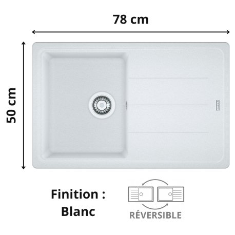 Évier 1 cuve + égouttoir 80 cm Basis BFG 611-78 Franke
