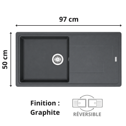 Évier 1 cuve + égouttoir 100 cm Titan 611-97 Franke