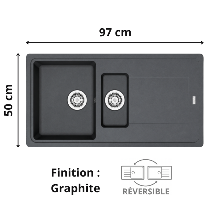 Évier 1 bac + égouttoir + 1 vide sauce 100 cm Titan TTD 651 Franke