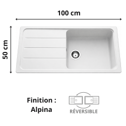 Évier 1 bac + 1 égouttoir 100 cm Berlin Aquatop