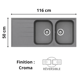 Évier 2 bacs + égouttoir 120 cm Viola Aquatop Évier 2 bacs + égouttoir 120 cm Viola Aquatop