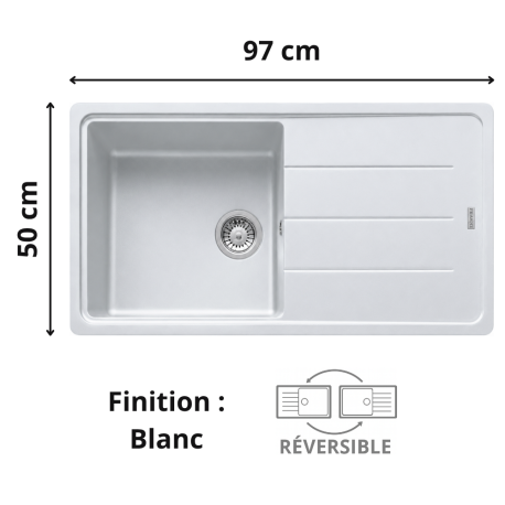 Évier 1 bac + égouttoir 100 cm Basis 611-97 Franke