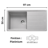 Évier 1 bac + égouttoir 100 cm Basis 611-97 Franke