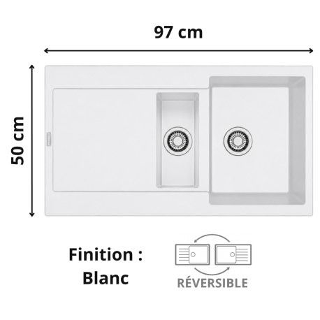 Évier 1 bac + vide sauce + égouttoir 100 cm Maris MRG 651 Franke