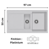 Évier 1 bac + vide sauce + égouttoir 100 cm Maris MRG 651 Franke
