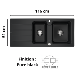 Évier 2 bacs + égouttoir 120 cm Architectura 80 Villeroy & Boch