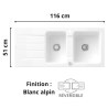 Évier 2 bacs + égouttoir 120 cm Architectura 80 Villeroy & Boch
