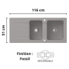 Évier 2 bacs + égouttoir 120 cm Architectura 80 Villeroy & Boch