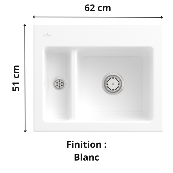 Évier 2 bacs 60 cm Subway 60 XM Villeroy & Boch