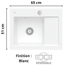 Évier de cuisine 1 bac + égouttoir 65 cm Subway 45 Compact Villeroy & Boch
