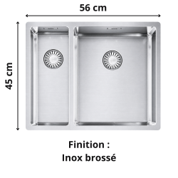 Évier de cuisine sous plan 2 bacs 55 cm Box BXX 160-34-16 Franke