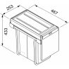 Poubelle Cube 30 2 bacs 20 / 10 Litres Franke