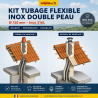Kit tubage flexible double peau inox diamètre 130 + collier de fixation haute + chapeau Poujoulat