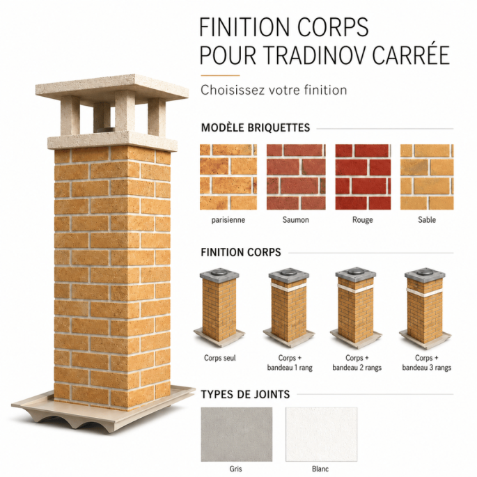 Plus-value Finition corps briquettes - pour Tradinov carrée Poujoulat