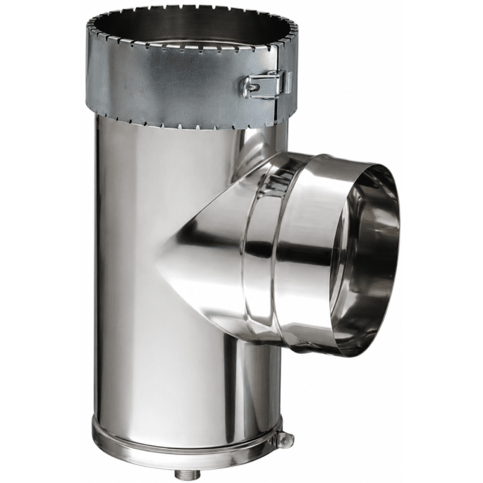 Té avec purge spécial raccordement flexible polycombustible Poujoulat