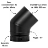 Coude à segments 45° émaillé noir mat Poujoulat