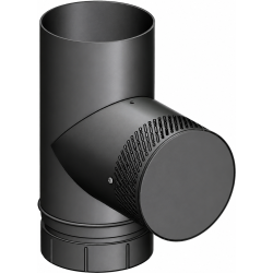 Té Régul'art simple noir mat pour raccordement émaillée bois Poujoulat
