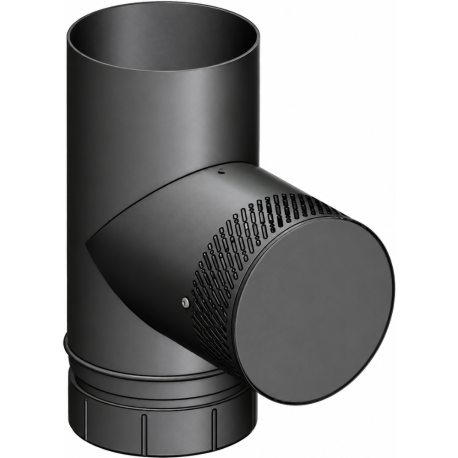 Té Régul'art simple noir mat pour raccordement émaillée bois Poujoulat