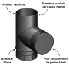Té Régul'art simple noir mat pour raccordement émaillée bois Poujoulat