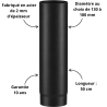 Conduit droit 50 cm noir mat acier 2 mm Poujoulat