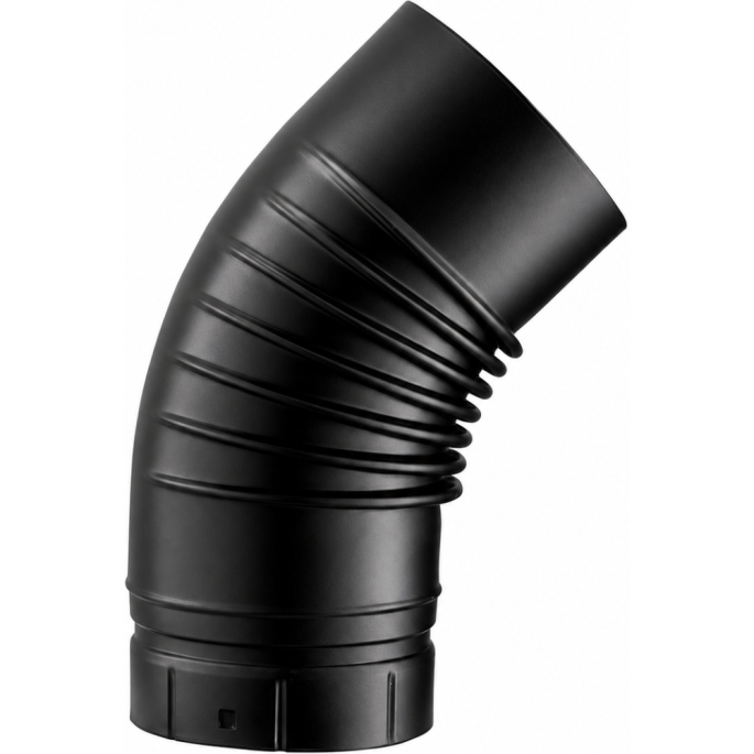 Coude plissé 45° émaillé noir mat Poujoulat